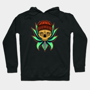 Skull with Hat in Lotus flower Hoodie